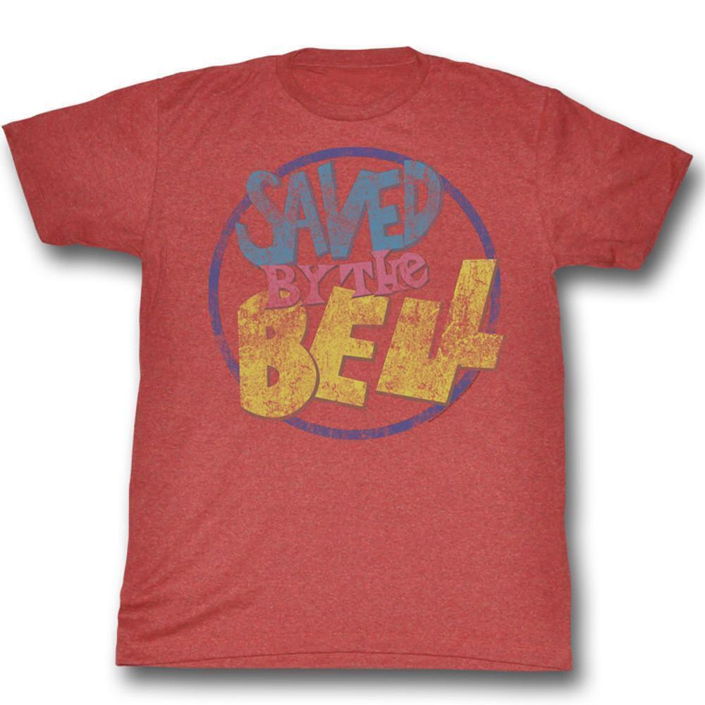 Saved By The Bell Distressed Logo Red Heather T Shirt